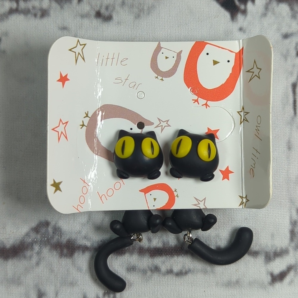 Cat Clay Stud Earrings Fashion‎ Creative Animal Cute